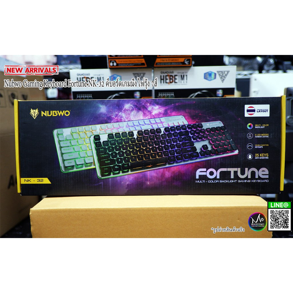 (🔖กดติดตามร้านค้ารับส่วนลดทันที 90 บาท🔖) คีย์บอร์ด NK-32 Nubwo Gaming Keyboard Fortune NK-32 คีบอร์ดเกมมิ่ง ไฟรุ้ง7สี