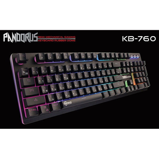 คีย์บอร์ด SIGNO PANORUS  สุ่ม KB RGB 760 BLK 749  คีย์บอร์ดเกมมิ่ง E-Sport Semi Mechanical Gaming Keyboard กันน้ำ