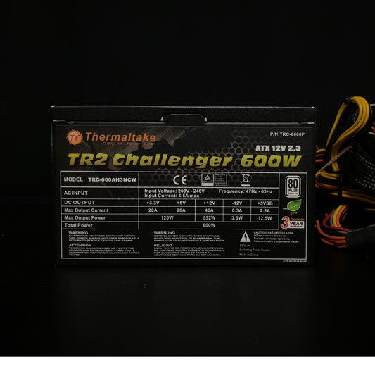 พาวเวอร์ : POWER SUPPLY THERMALTAKE TRC-600AH3NCW TR2 CHLLENGER 600W +80 PLUS ( PSU 600w ) เป็นสินค้ามือสอง สายครบ มีรอย