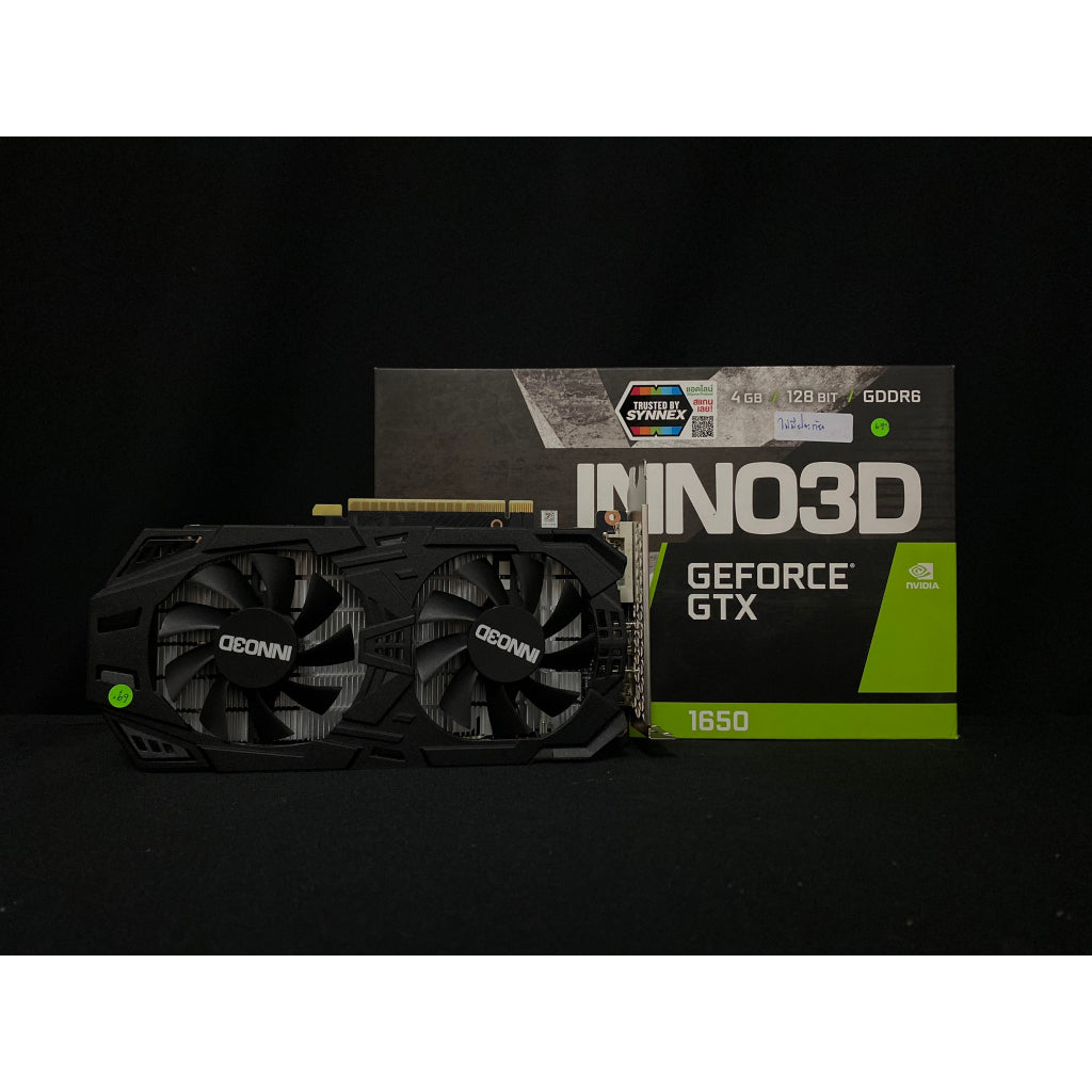 การ์ดจอ INNO3D GTX 1650 TWIN X2 OC 4GB DDR6 128BIT NVIDIA สินค้ามือ1 มีประกันศูนย์ ADVICE 13/01/69 MAXCOM