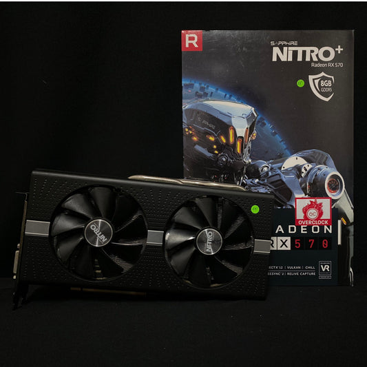 การ์ดจอ VGA SAPPHIRE NITRO+ RX 570 8GB GDDR5 สินค้ามือสอง ไม่มีกล่อง มีคราบออกไซด์บ้าง มีประร้าน14วัน MAXCOM