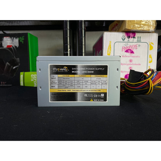 POWER PSU ITSONAS ATX-500 500W ไม่มีสายต่อไฟเลี้ยง 6 พิน สินค้ามือสอง ใช้งานได้ปกติ  มีประกันร้าน 14 วัน MAXCOM2