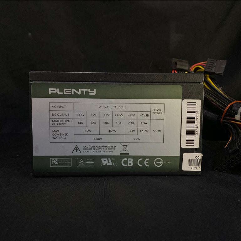 POWER PSU PLENTY SUPER BLACK3 500W FULLWAT พาวเวอร์ สินค้ามือสอง ประกันร้าน 14 วัน MAXCOM