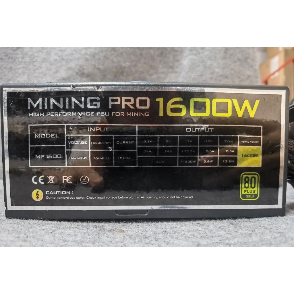 POWER PSU MINING PRO 1600W 80+ GOLD พาวเวอร์ซัพพลาย สินค้ามือสอง ไม่มีกล่อง ประกันร้าน 14 DAY