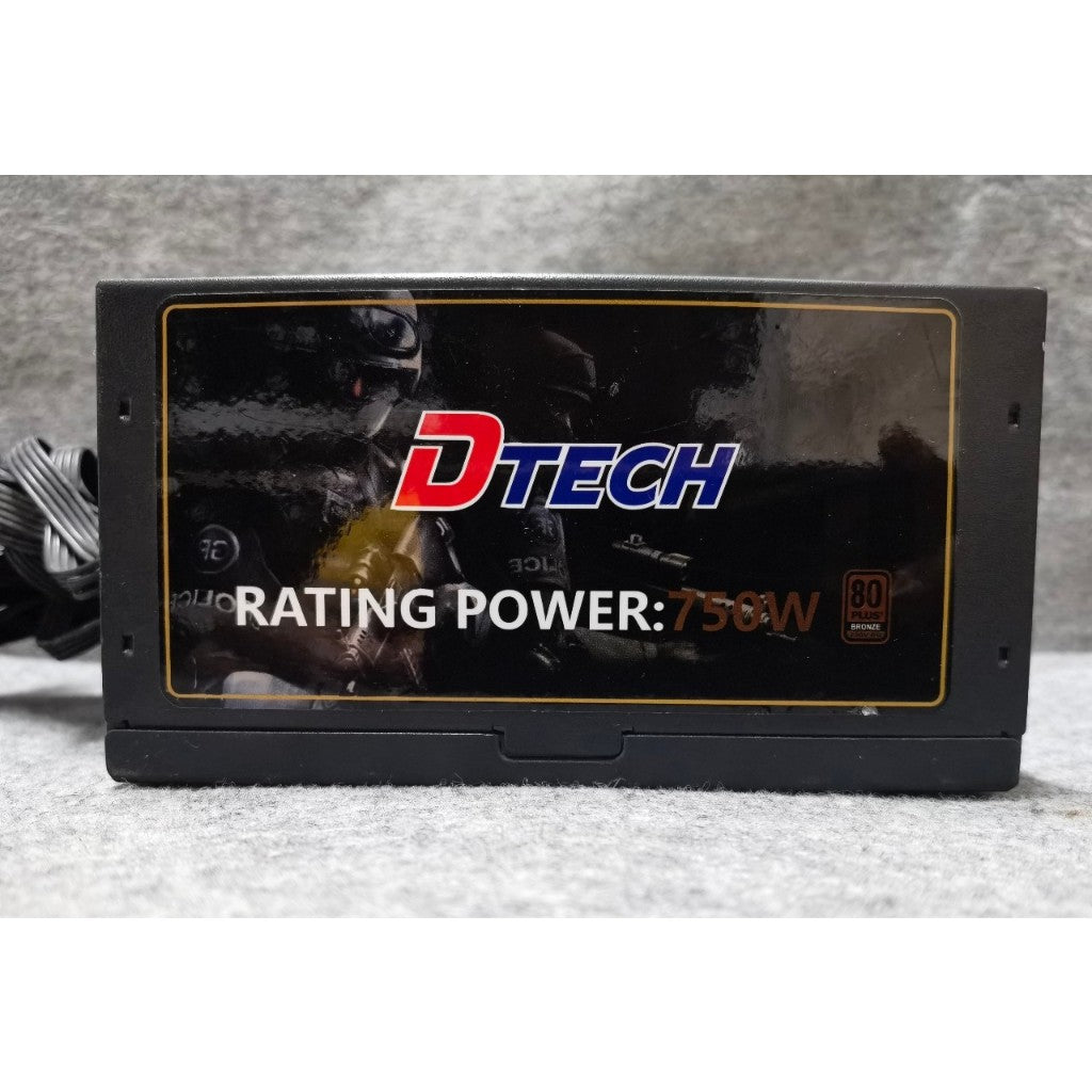 POWER PSU DTECH PW022A 750W 80+ BRONZE สินค้ามือสอง สายจำเป็นครบ ไม่มีกล่อง ประกันร้าน 14 DAY MAXCOM