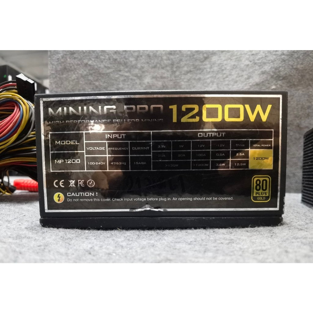 POWER PSU MINING PRO 1200W 80+ GOLD พาวเวอร์ซัพพลาย สินค้ามือสอง ไม่มีกล่อง ประกันร้าน 14 DAY