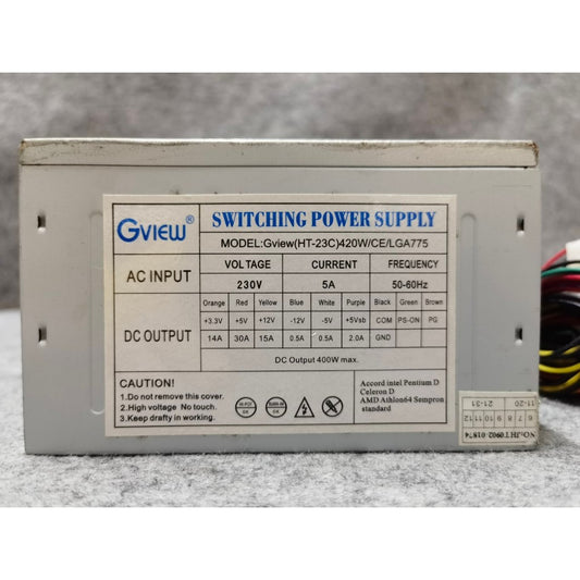 POWER PSU GVIEW TH-23C 420W ไม่มีสายต่อไฟเลี้ยง 6  พิน สินค้ามือสอง ใช้งานได้ปกติ  มีประกันร้าน 14 วัน MAXCOM