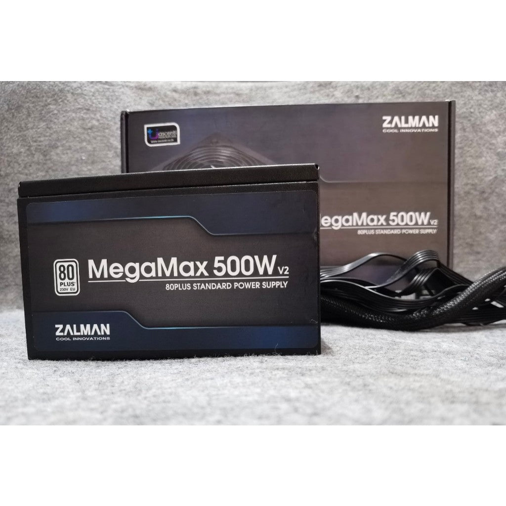 POWER PSU ZALMAN MEGAMAX 500W V2 80+ สินค้ามือสอง มีกล่อง ประกัน ascenti 02/25