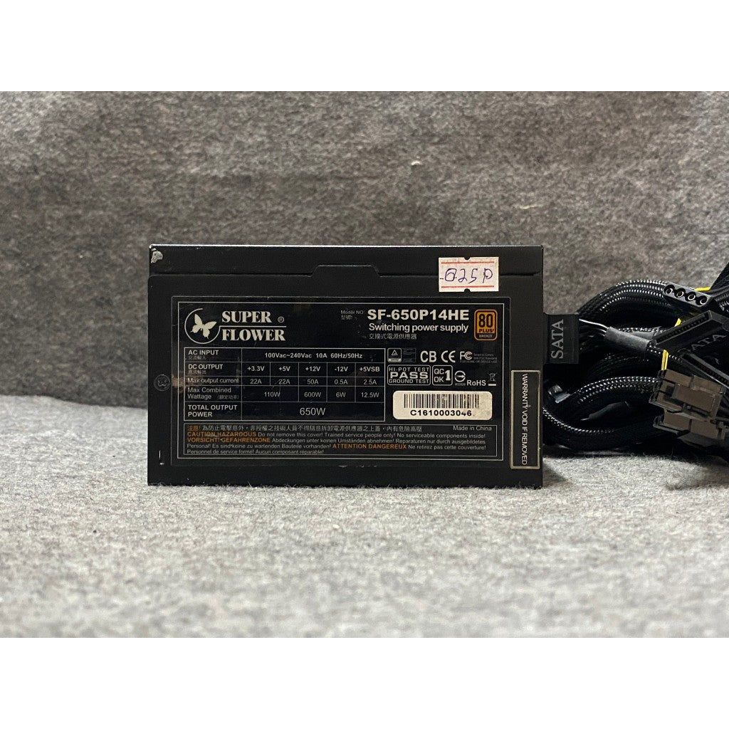 POWER PSU SUPER FLOWER SF-650P14HE 650W +80 PLUS BRONZE สินค้ามือสอง ใช้งานได้ปกติ มีประกันร้าน 14 วัน MAXCOM