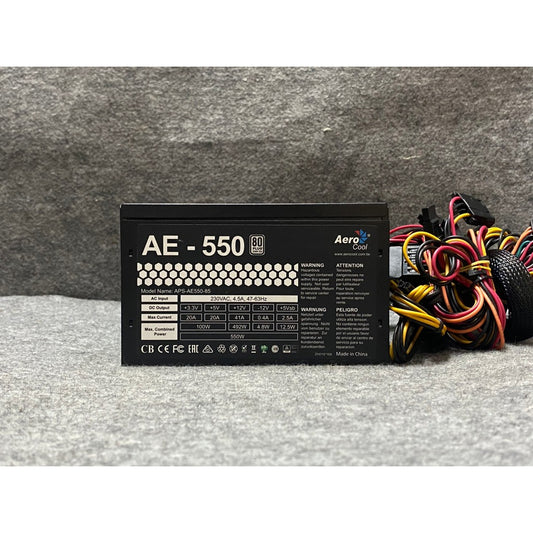 POWER PSU AEROCOOL APS-AE550-85 550W +80 PLUS BRONZE สินค้ามือสอง ใช้งานได้ปกติ  มีประกันร้าน 14 วัน MAXCOM