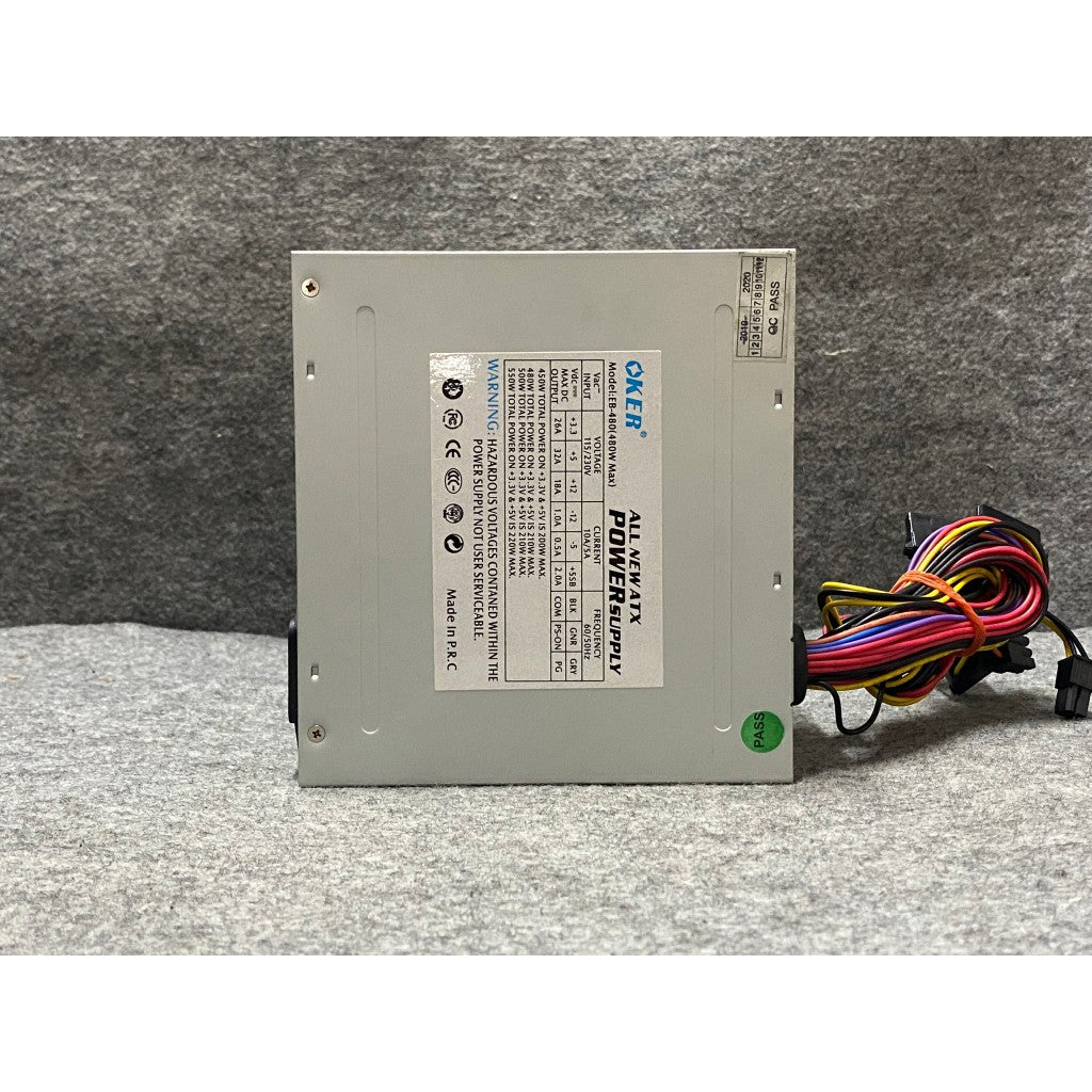 POWER PSU OKER EB-480 480W ไม่มีสายต่อไฟเลี้ยง 6 พิน สินค้ามือสอง ใช้งานได้ปกติ  มีประกันร้าน 14 วัน MAXCOM