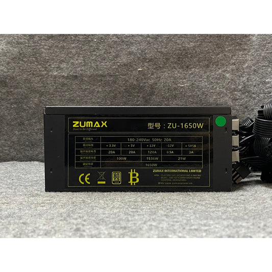 POWER PSU ZUMAX ZU-1650 1650W +80 PLUS GOLD สินค้ามือสอง ใช้งานได้ปกติ  มีประกันร้าน 14 วัน MAXCOM