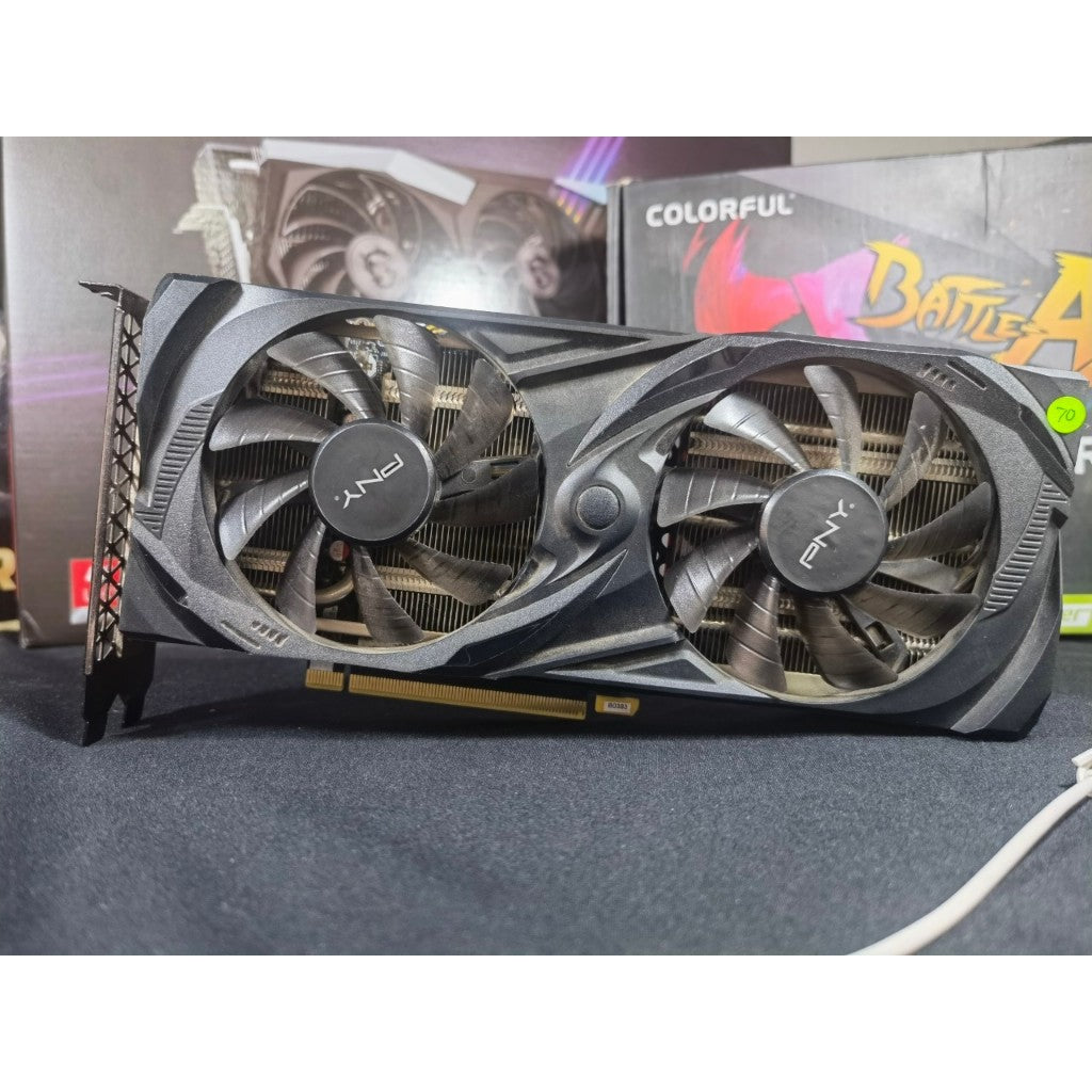 การ์ดจอ PNY RTX 3060 UPRISING DUAL FAN 12GB ( LHR ) สินค้ามือสอง ไม่มีกล่อง ประกันADVICE 11/24 MAXCOM