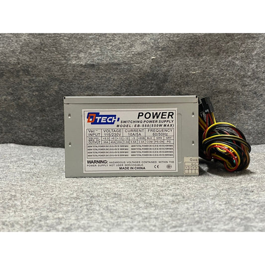 POWER PSU DTECH PW032 EB-550 550W ไม่มีสายต่อไฟเลี้ยง 6 พิน สินค้ามือสอง ใช้งานได้ปกติ  มีประกันร้าน 14 วัน MAXCOM