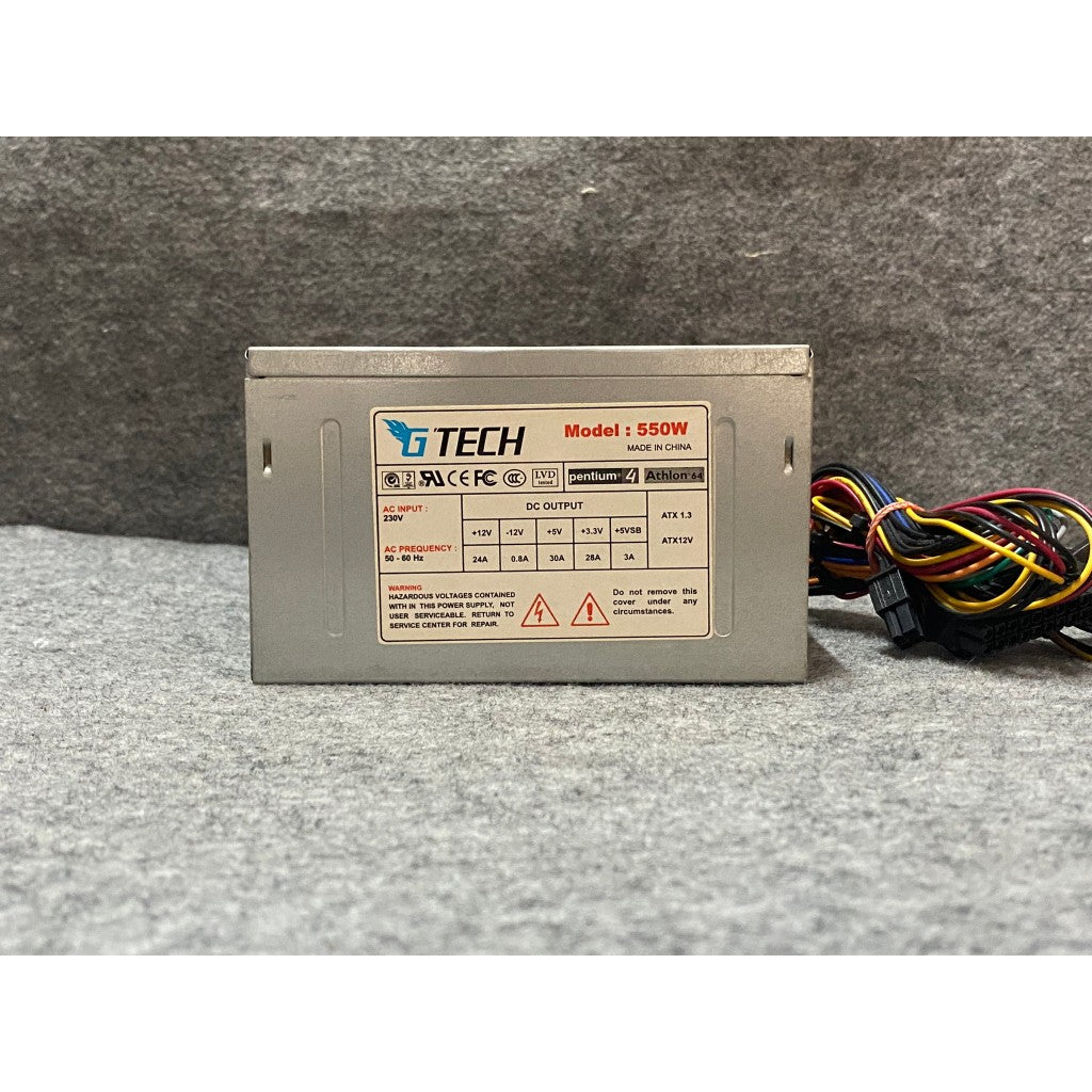 POWER PSU GTECH 550W ไม่มีสายต่อไฟเลี้ยง 6 พิน สินค้ามือสอง ใช้งานได้ปกติ  มีประกันร้าน 14 วัน MAXCOM