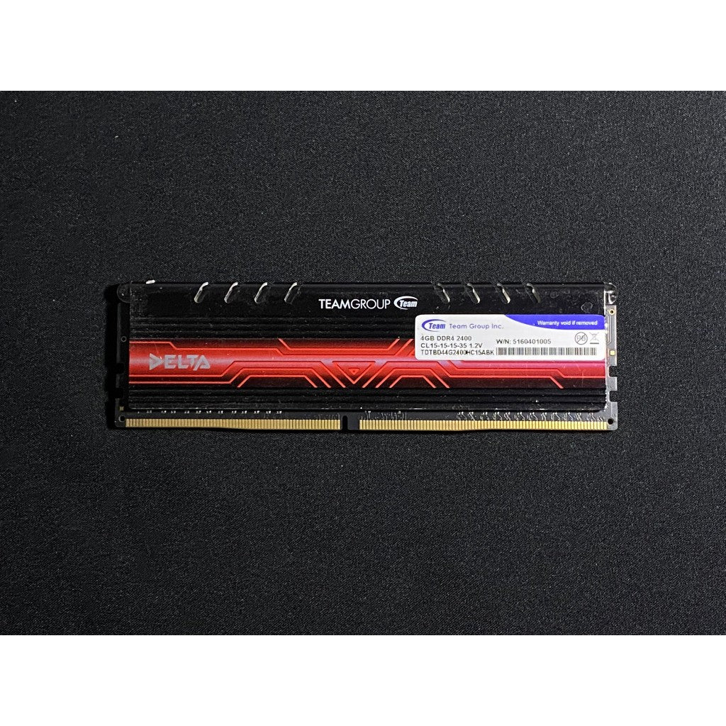 RAM TEAM GROUP DELTA LONG DIM DDR4 4GB 4*1 BUS2400 LED (มีไฟ) สินค้ามือสอง มีประกันตลอดการใช้งาน MAXCOM