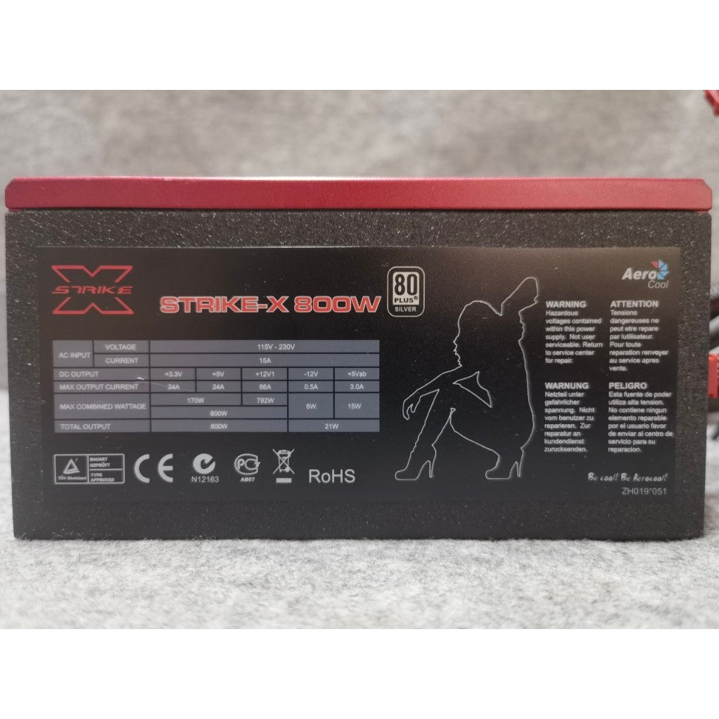 POWER PSU ASROCOOL STRIKE-X 800W +80 PLUS SILVER พาวเวอร์ สินค้ามือสอง ใช้งานได้ปกติ MAXCOM